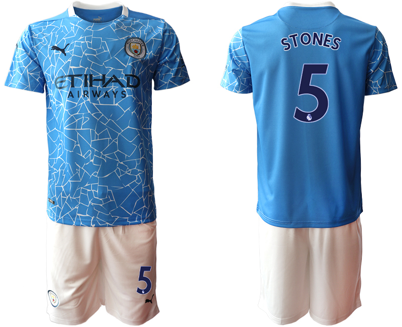 Men 2020-2021 club Manchester City home #5 blue Soccer Jerseys